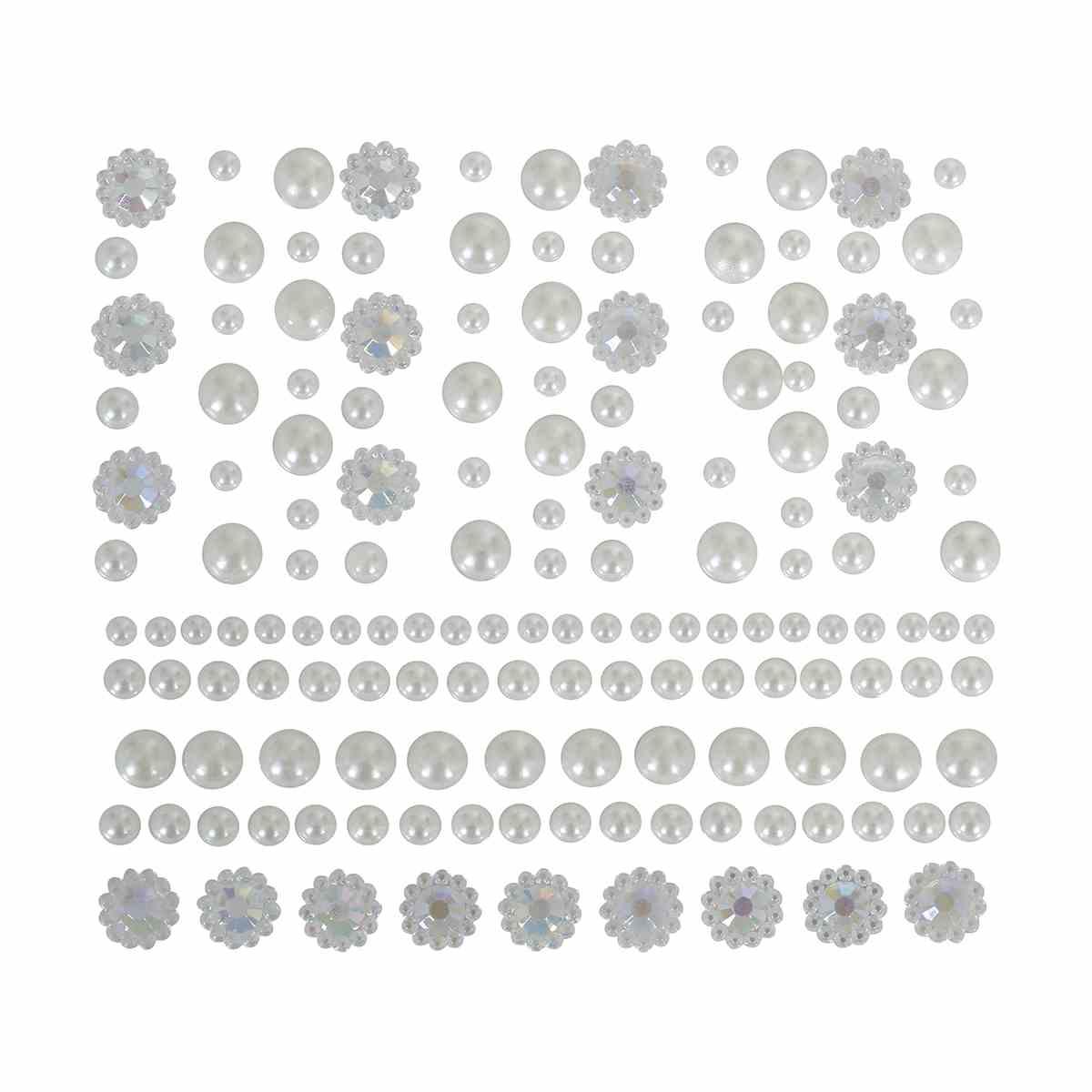 Trucco decorazioni adesive viso perle bianche