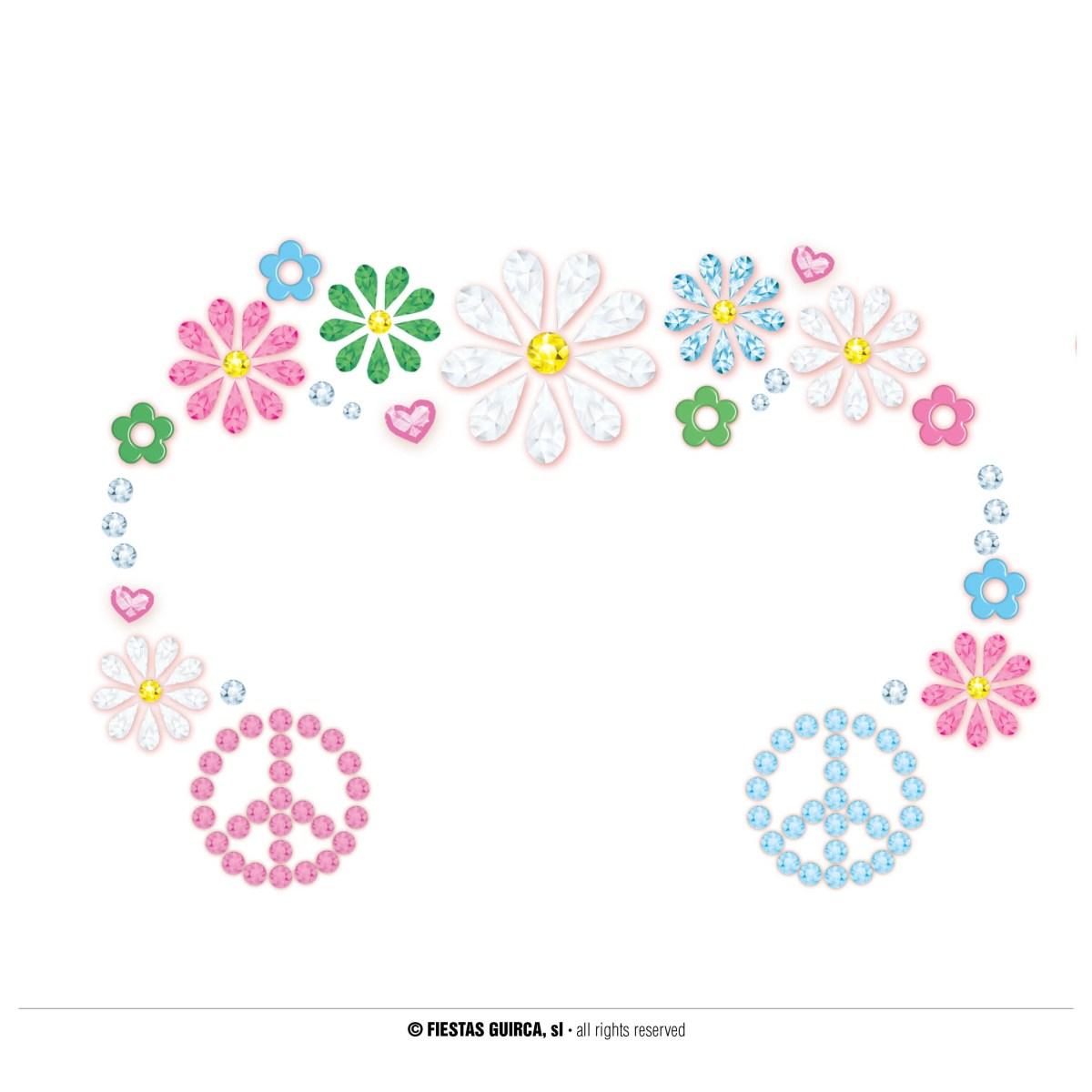 Trucco decorazioni adesive viso hippie strass