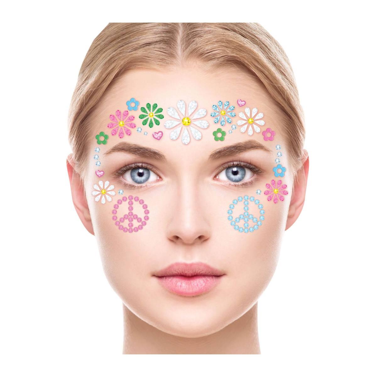 Trucco decorazioni adesive viso hippie strass