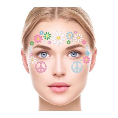 Trucco decorazioni adesive viso hippie strass