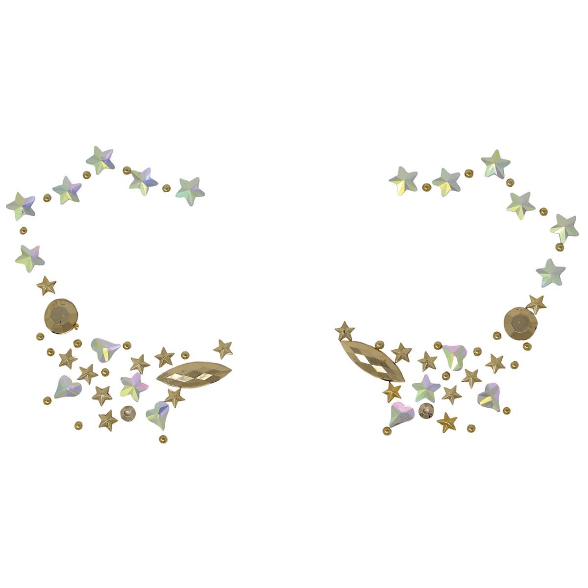 Trucco decorazioni adesive viso strass stelle argento