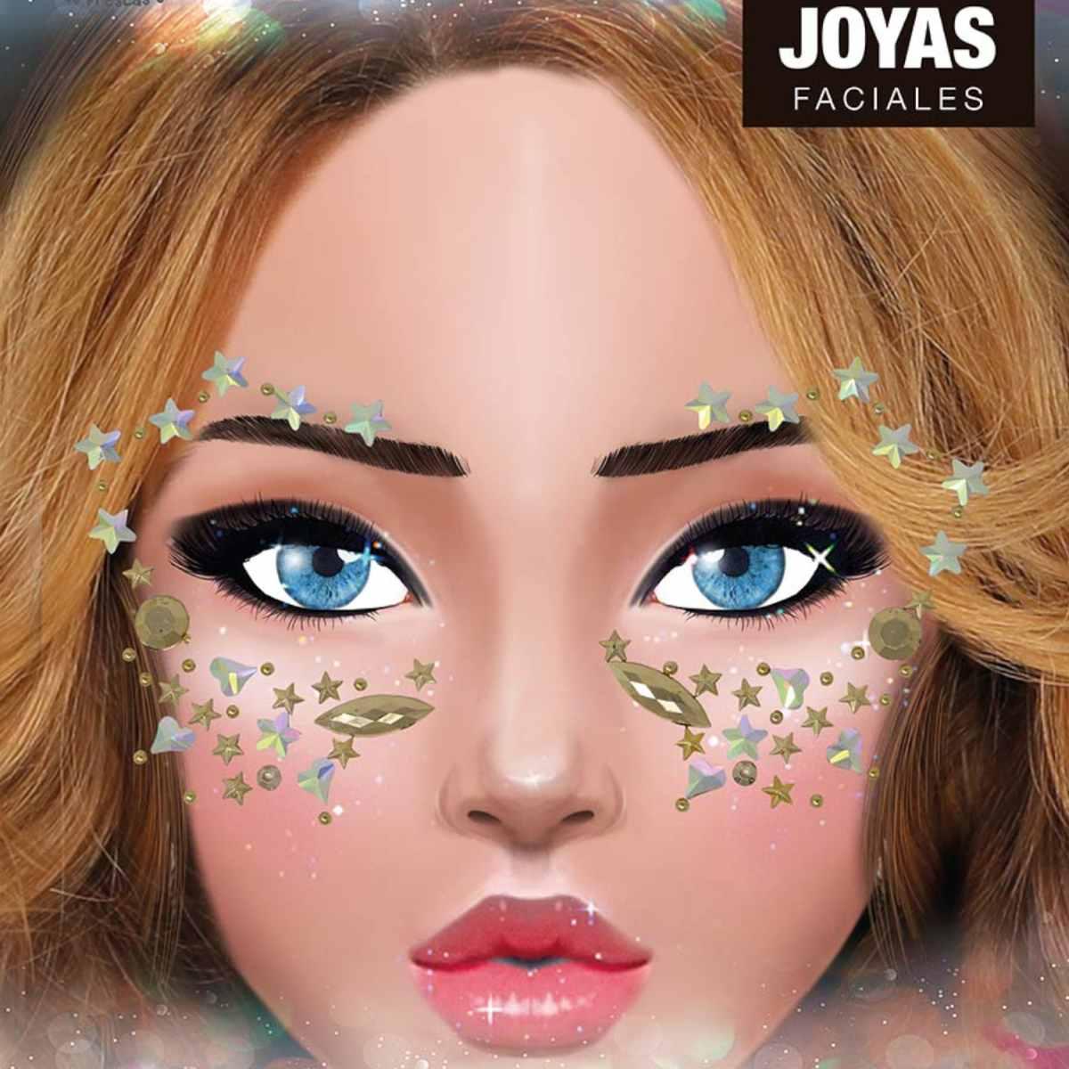 Trucco decorazioni adesive viso strass stelle argento