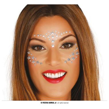 Trucco decorazioni adesive viso strass stelle argento