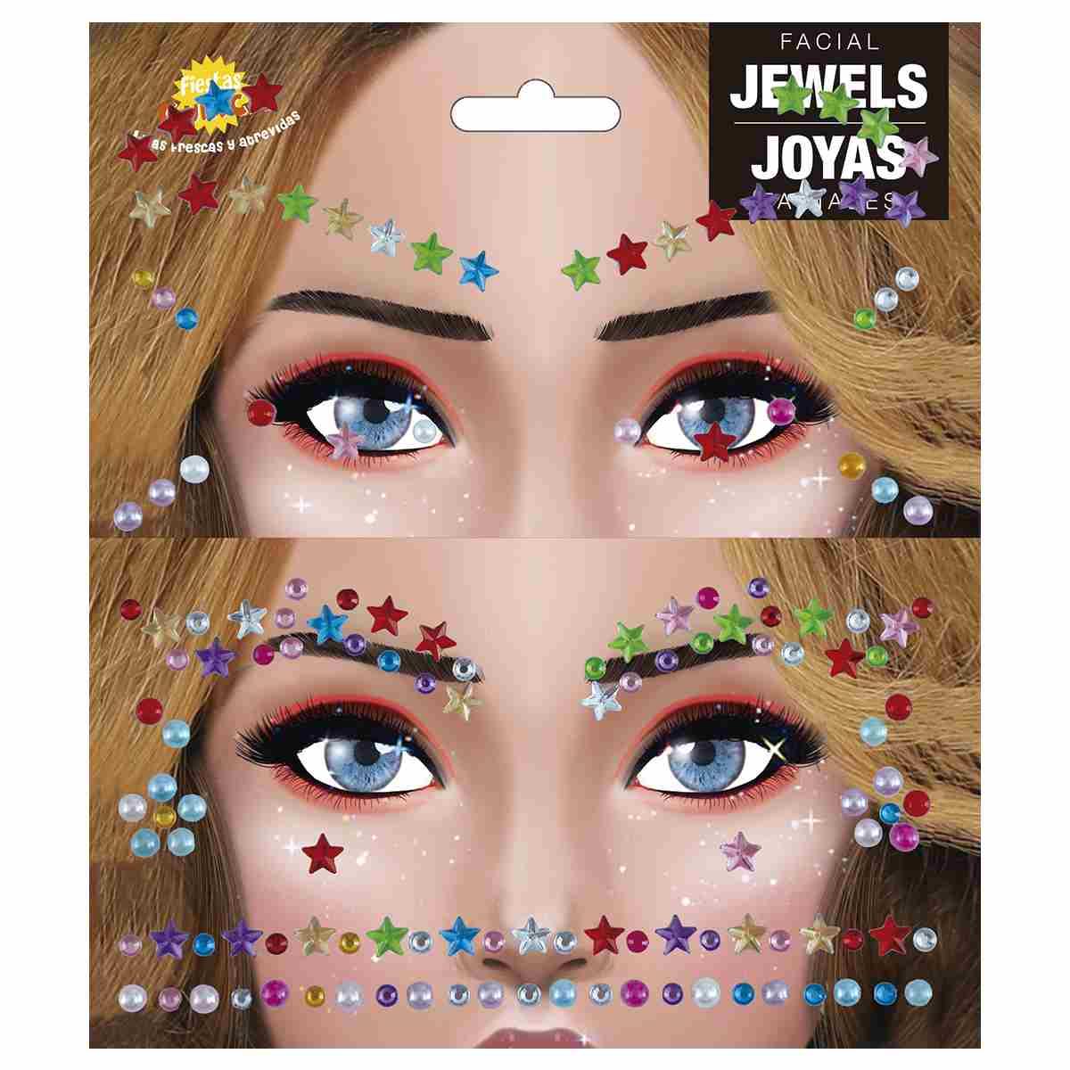 Trucco decorazioni adesive viso strass stelle multicolor