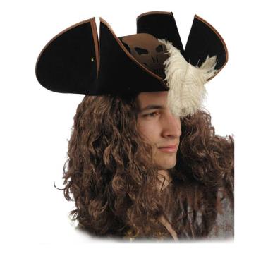 Cappello Pirata Capitano Nero Lusso |Carnival Toys
