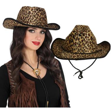 Cappello cowboy feltro leopardato