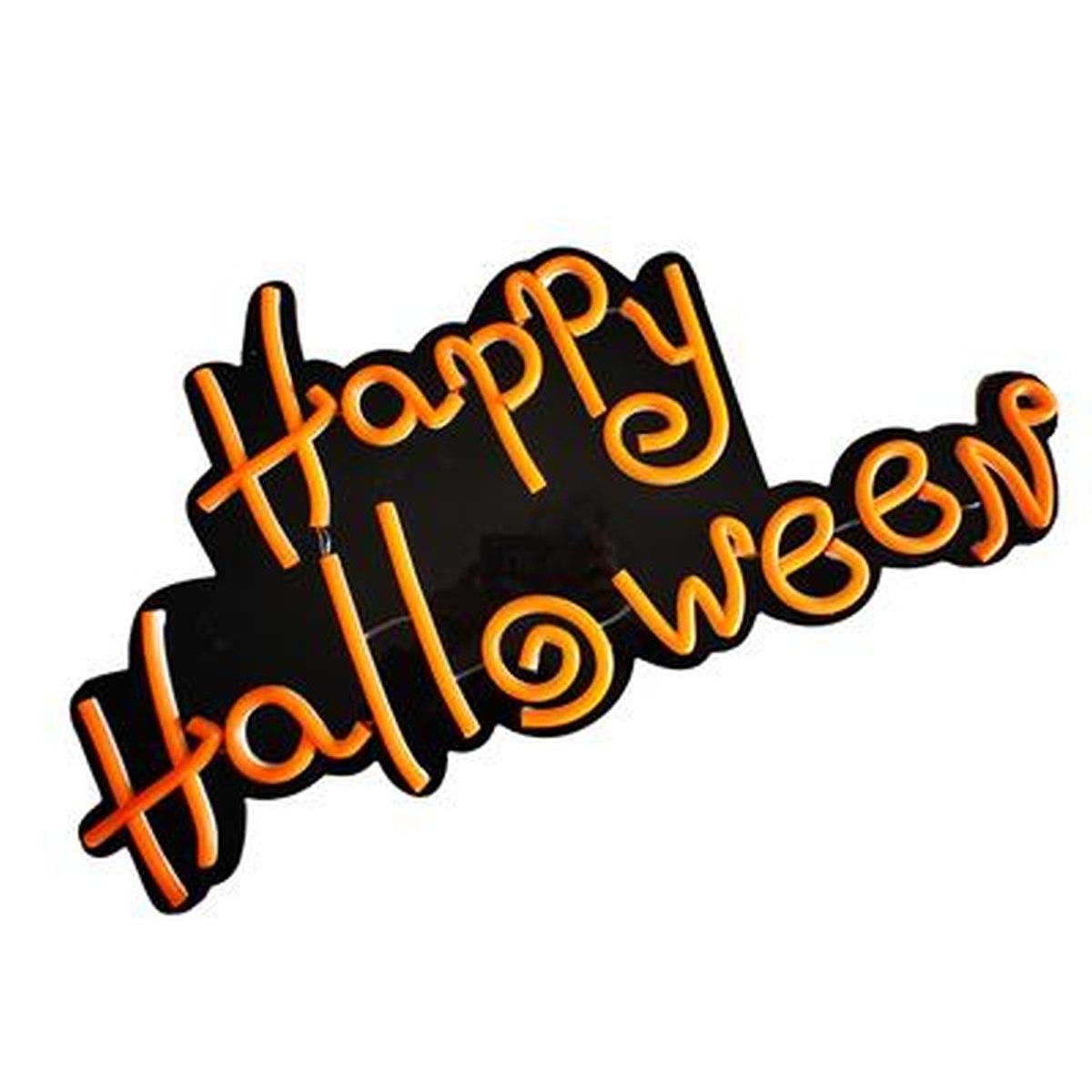 Luce neon happy halloween arancione