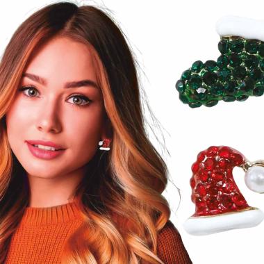 Orecchini cappello calzini natale metallo