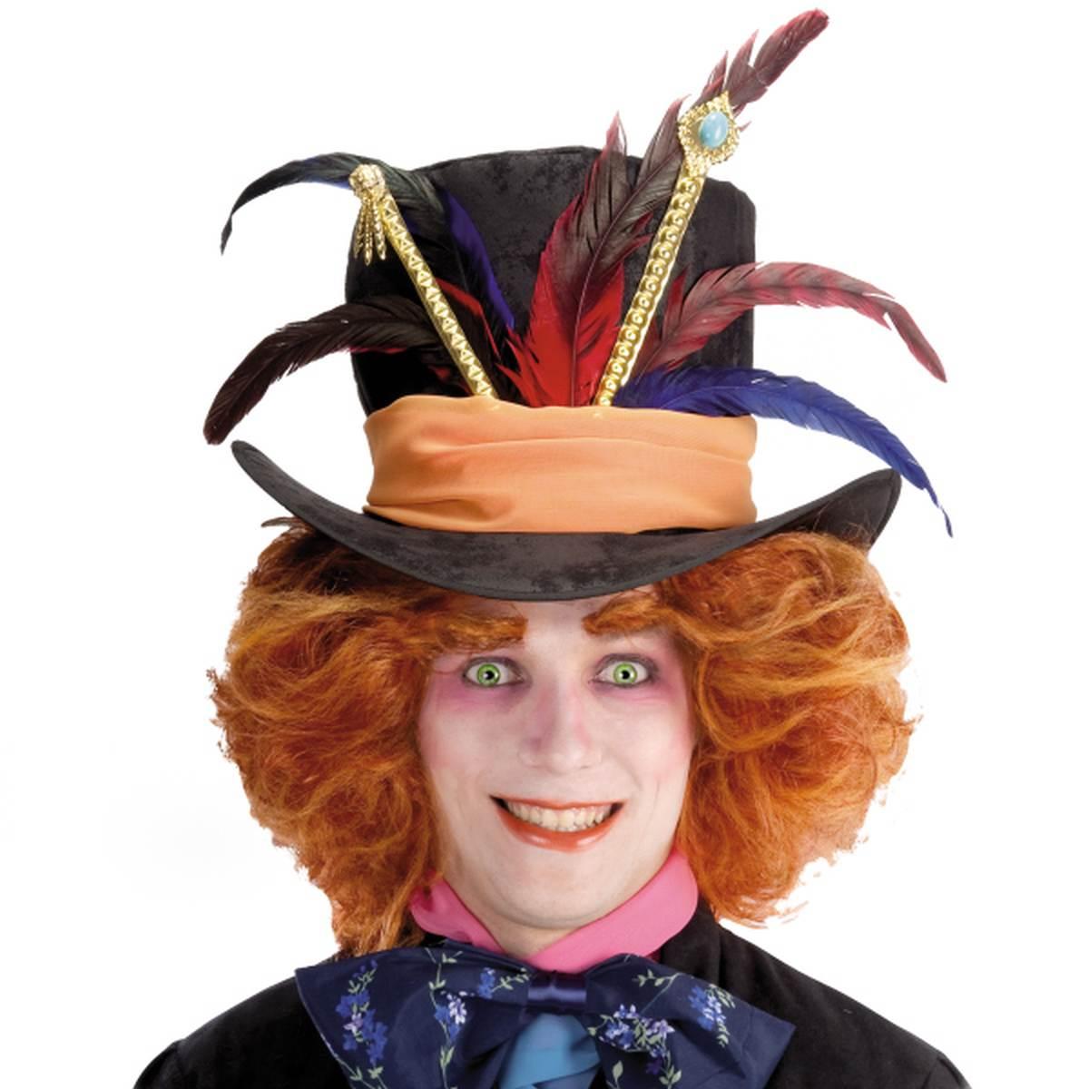 Cappello Cilindro Cappellaio Matto con Piume |Carnival Toys