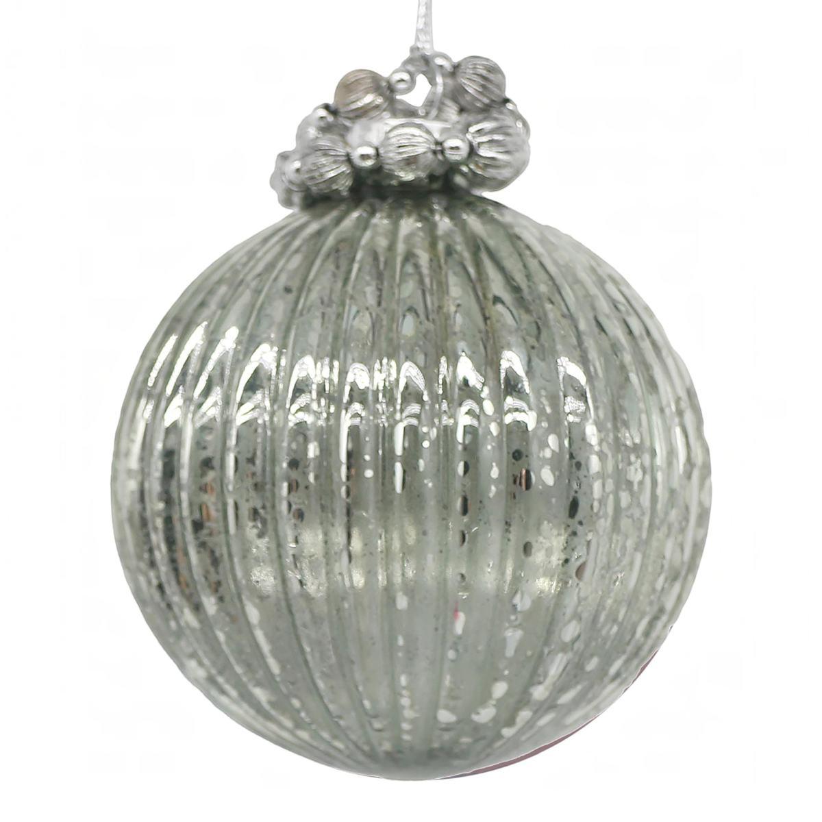 Pallina di Natale in vetro argento 10 cm