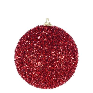 Pallina di Natale rosso glitter 10 cm
