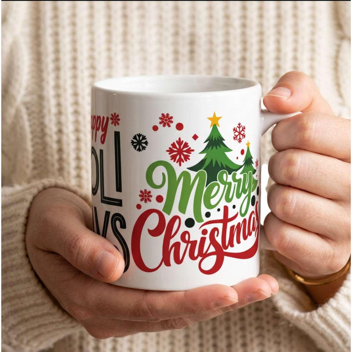 Tazza natalizia con scritte colorate ceramica
