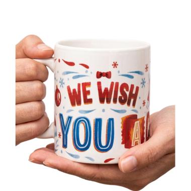 Tazza natalizia con scritte colorate ceramica
