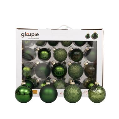 Pallina di Natale vetro verde misure assortite Set 42 pz