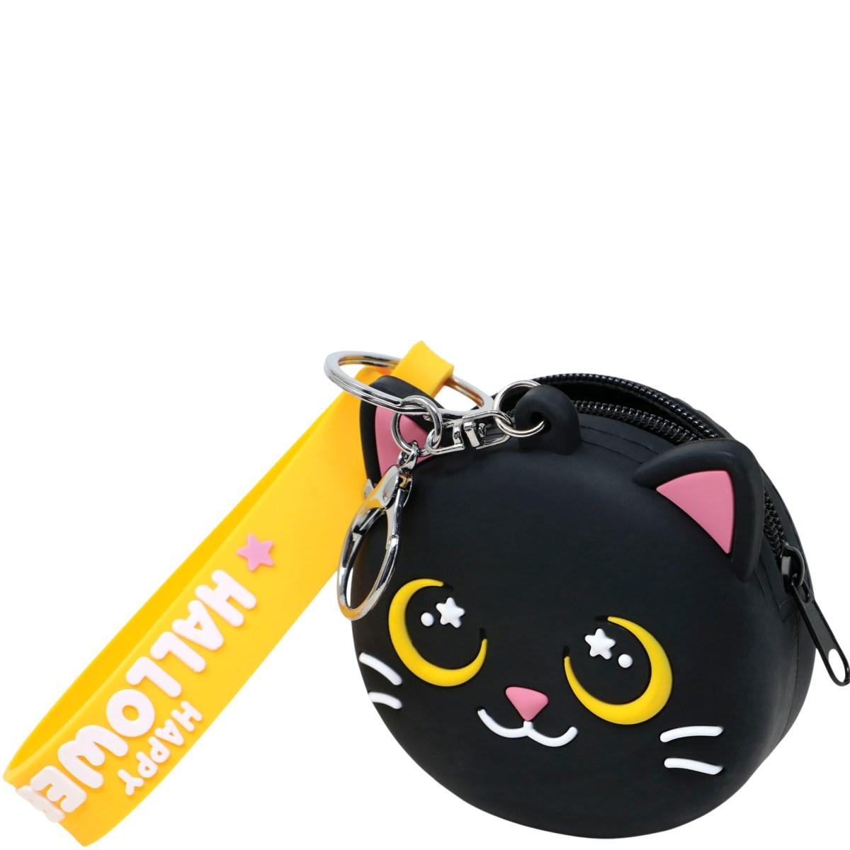 Portachiavi con portamonete gatto nero