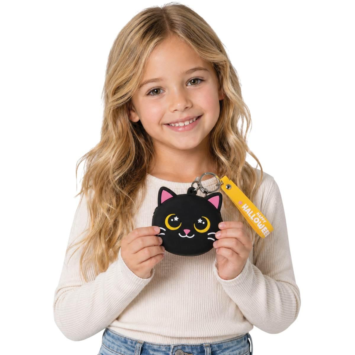 Portachiavi con portamonete gatto nero