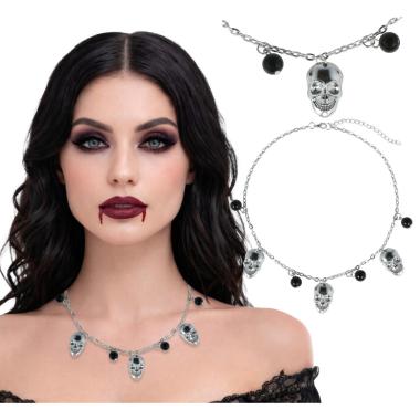 Collana teschi perle nere