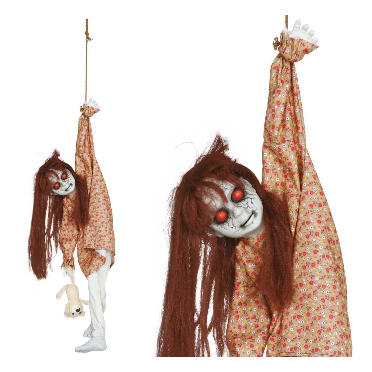 Bambina zombie luci movimento 90 cm da appendere