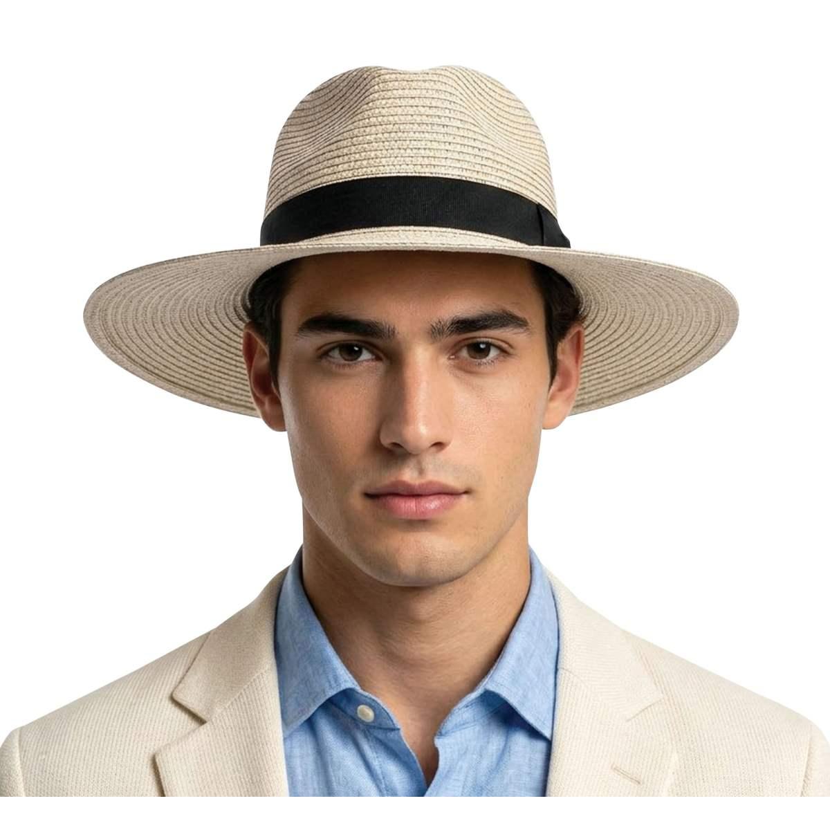 Cappello paglia con nastro nero alta qualità