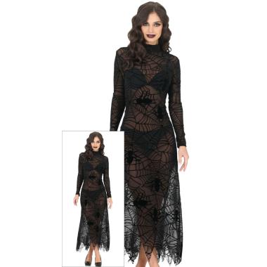 Costume strega gotica pizzo ragnatele donna