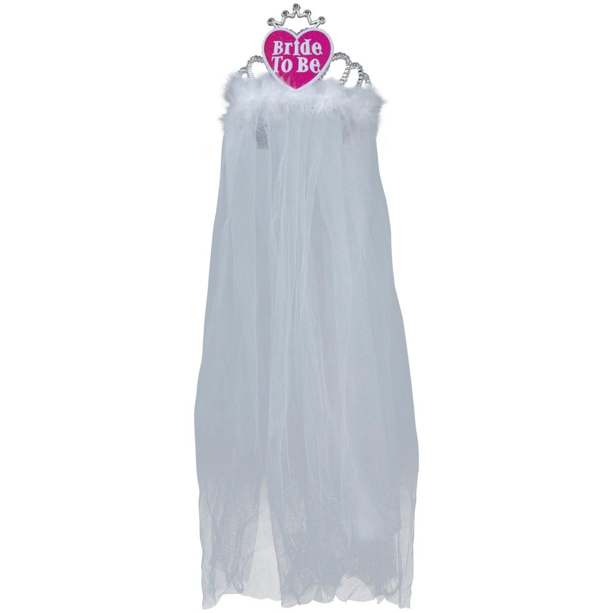 Copricapo da sposa velo bianco cuore con scritta Bride to be