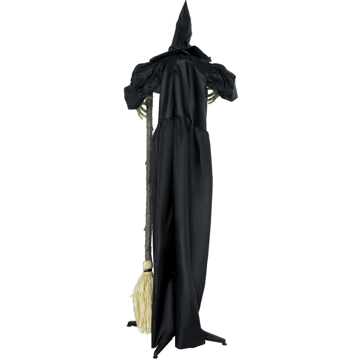 Strega spaventapasseri con scopa luci suono movimento 185 cm