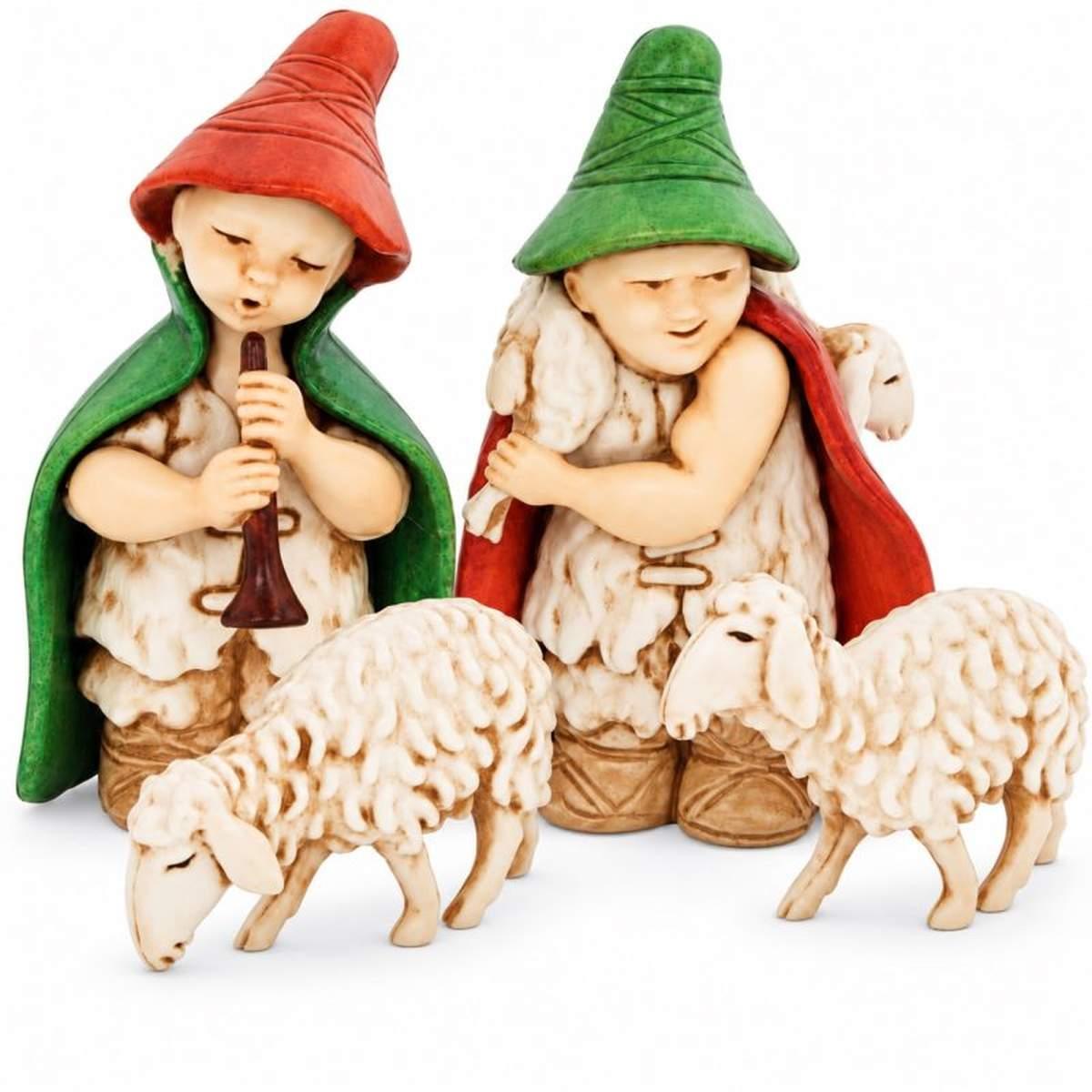 Statua 8 cm set 2 pastori 2 pecore child