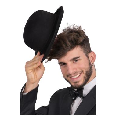 Cappello Bombetta Classica Nera Tessuto Scamosciato |Carnival Toys