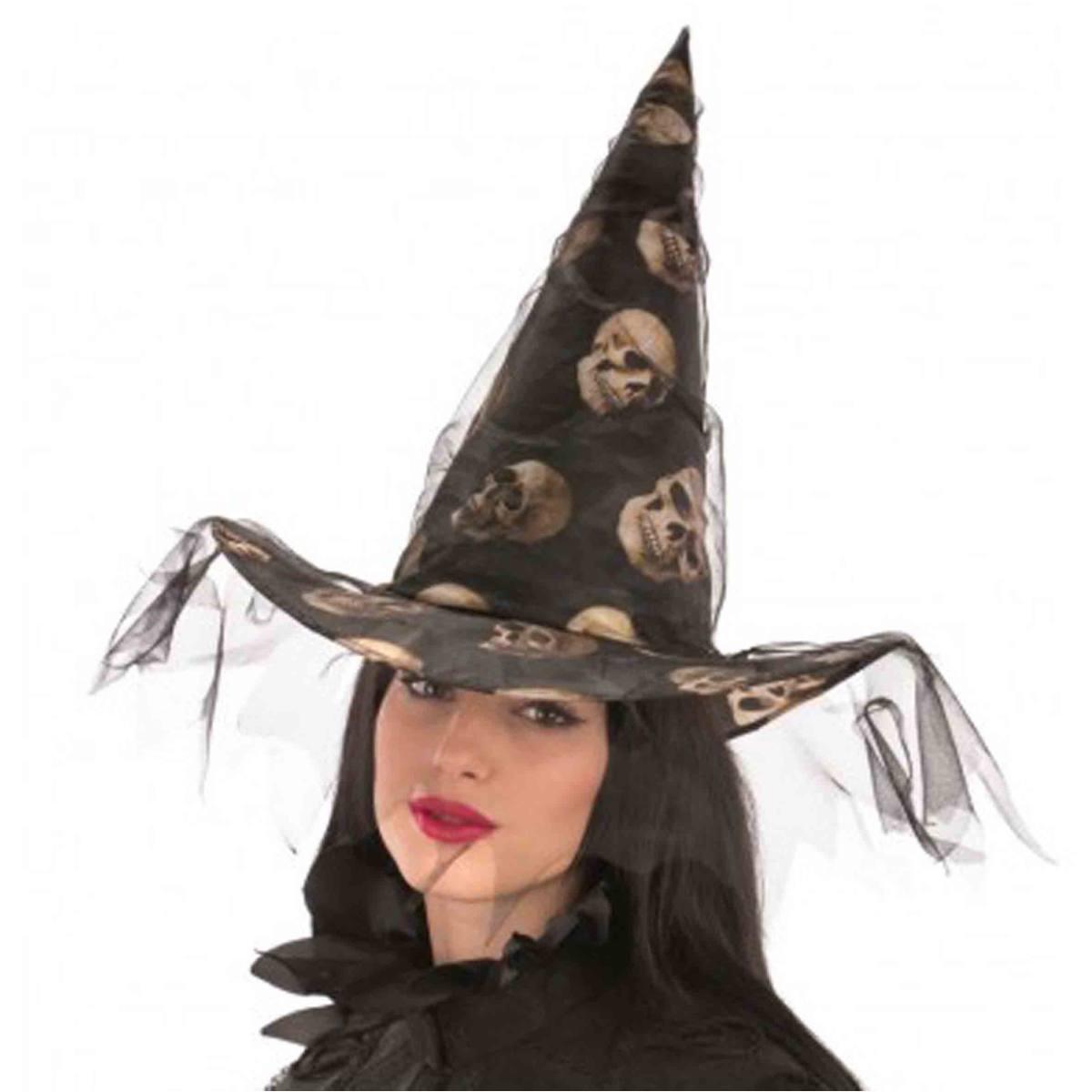 Cappello Strega Nero con Teschi |Orlob