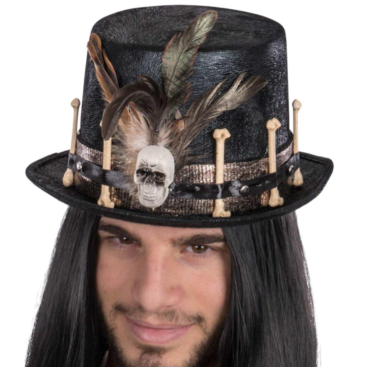 Cappello Cilindro Nero Vellutino Ossa e Teschio |Carnival Toys