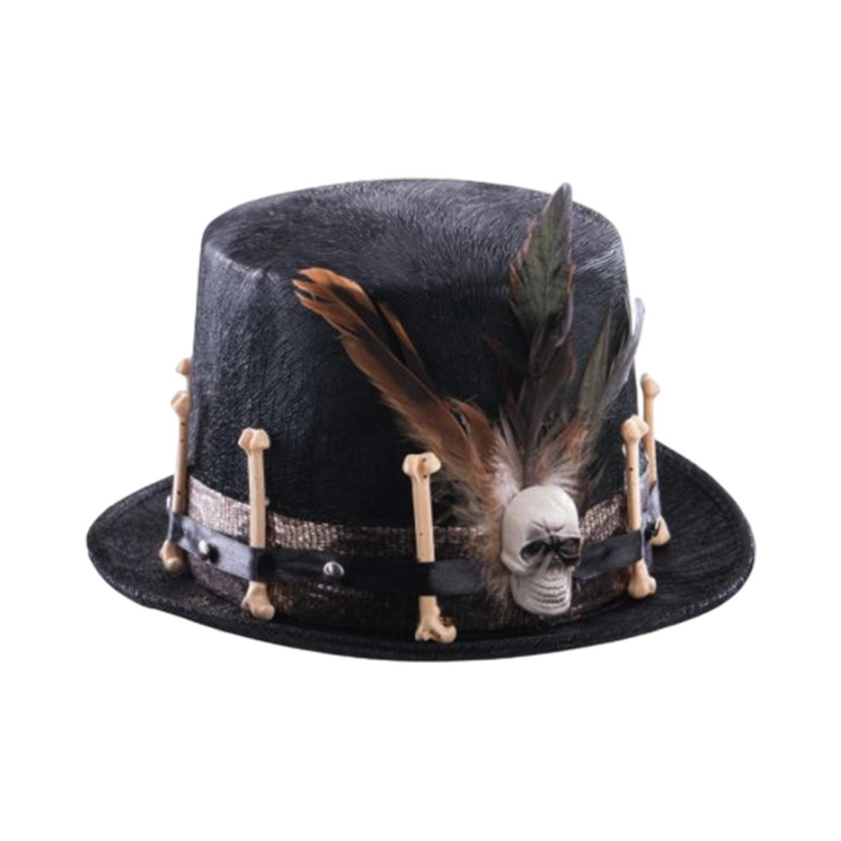 Cappello Cilindro Nero Vellutino Ossa e Teschio |Carnival Toys