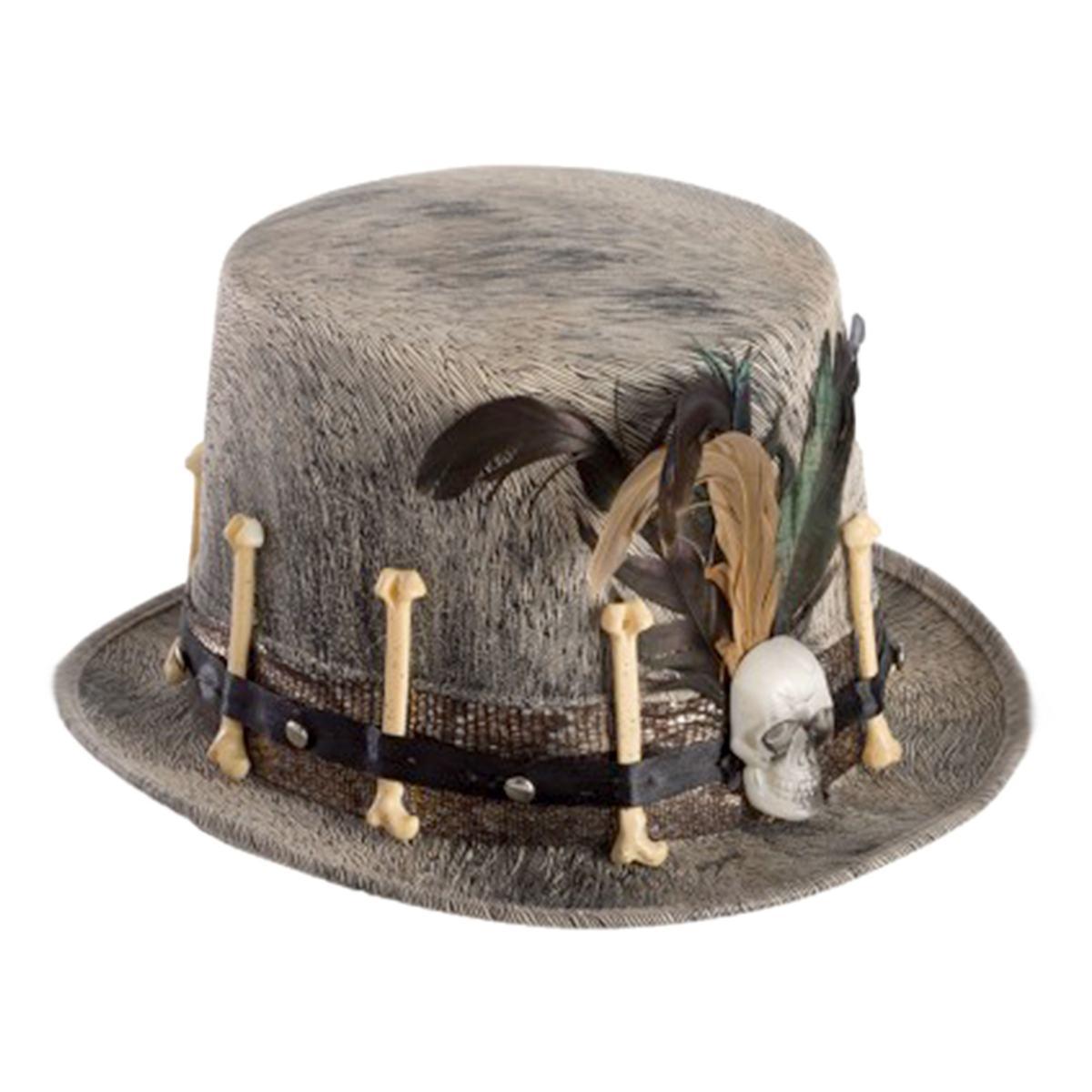 Cappello Cilindro Vellutino Chiaro Ossa Scheletro |Carnival Toys