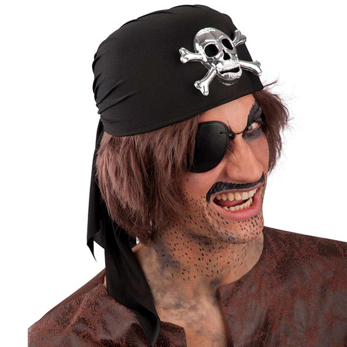 Bandana Pirata Tessuto con Teschio Argentato |Carnival Toys