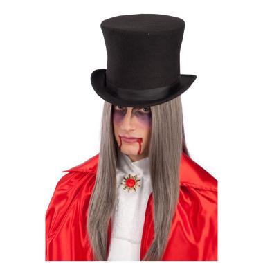 Cappello Tuba Nero Deluxe Feltro Lana con Fascia Nera |Carnival Toys