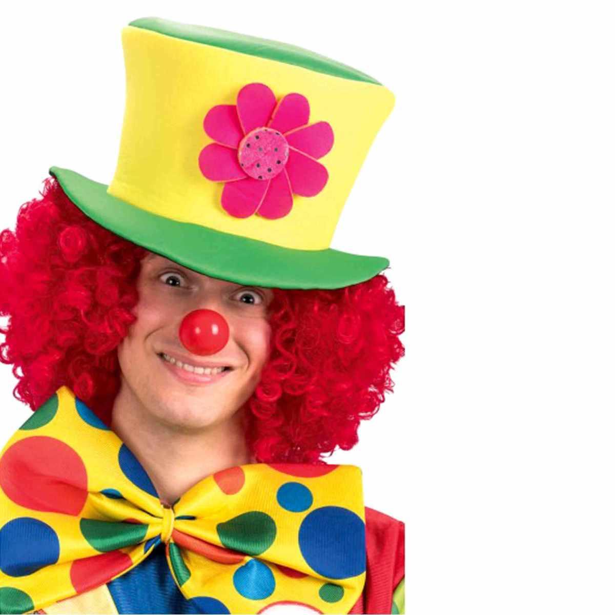 Cappello Clown Verde e Giallo con Fiore |Carnival Toys