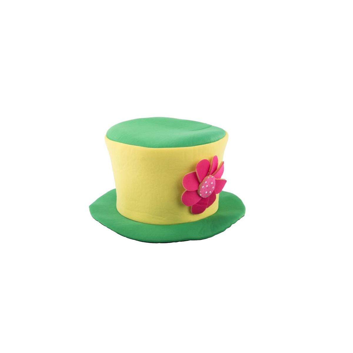 Cappello Clown Verde e Giallo con Fiore |Carnival Toys