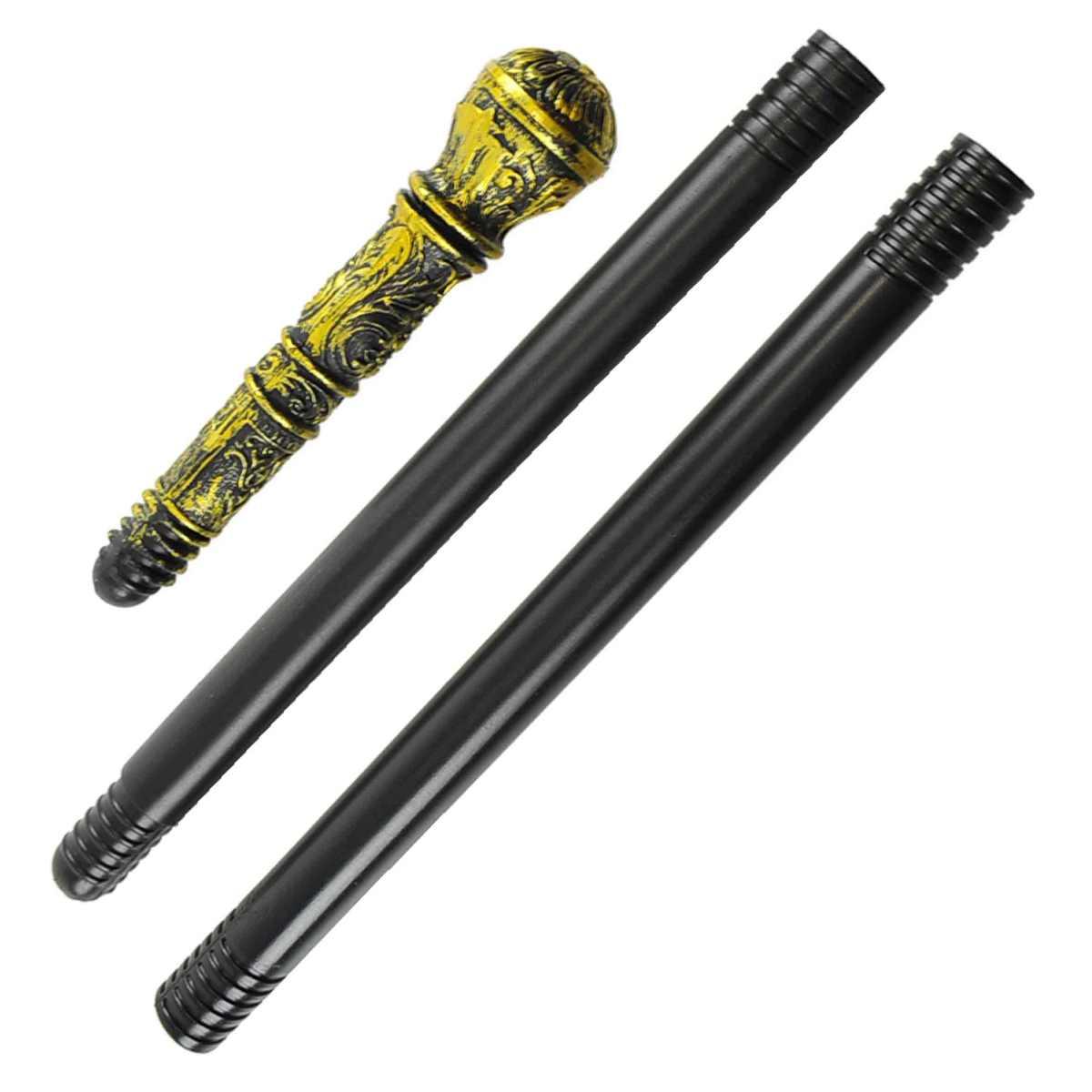 Bastone PVC Nero con Pomello Oro cm.80 |Carnival Toys