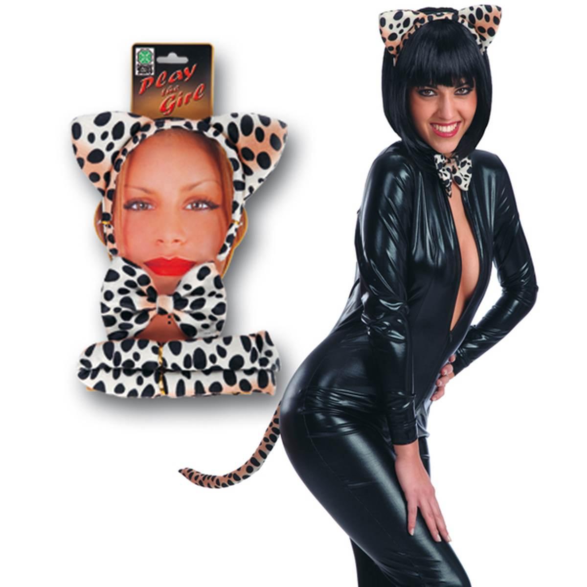Leopardo con Cerchietto Capelli Coda e Papillon |Carnival Toys