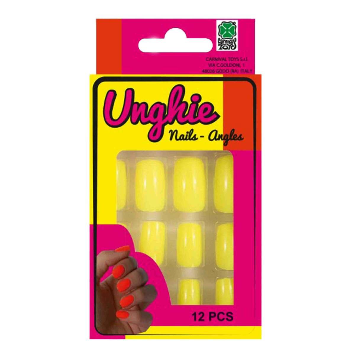 Unghie Adesive Giallo Fluo Set pz.12 |Carnival Toys
