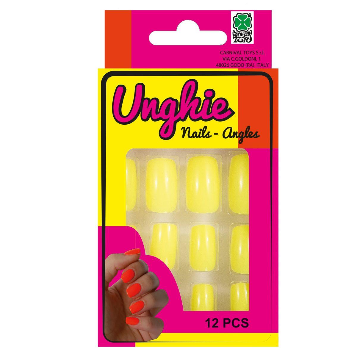 Unghie Adesive Giallo Fluo Set pz.12 |Carnival Toys