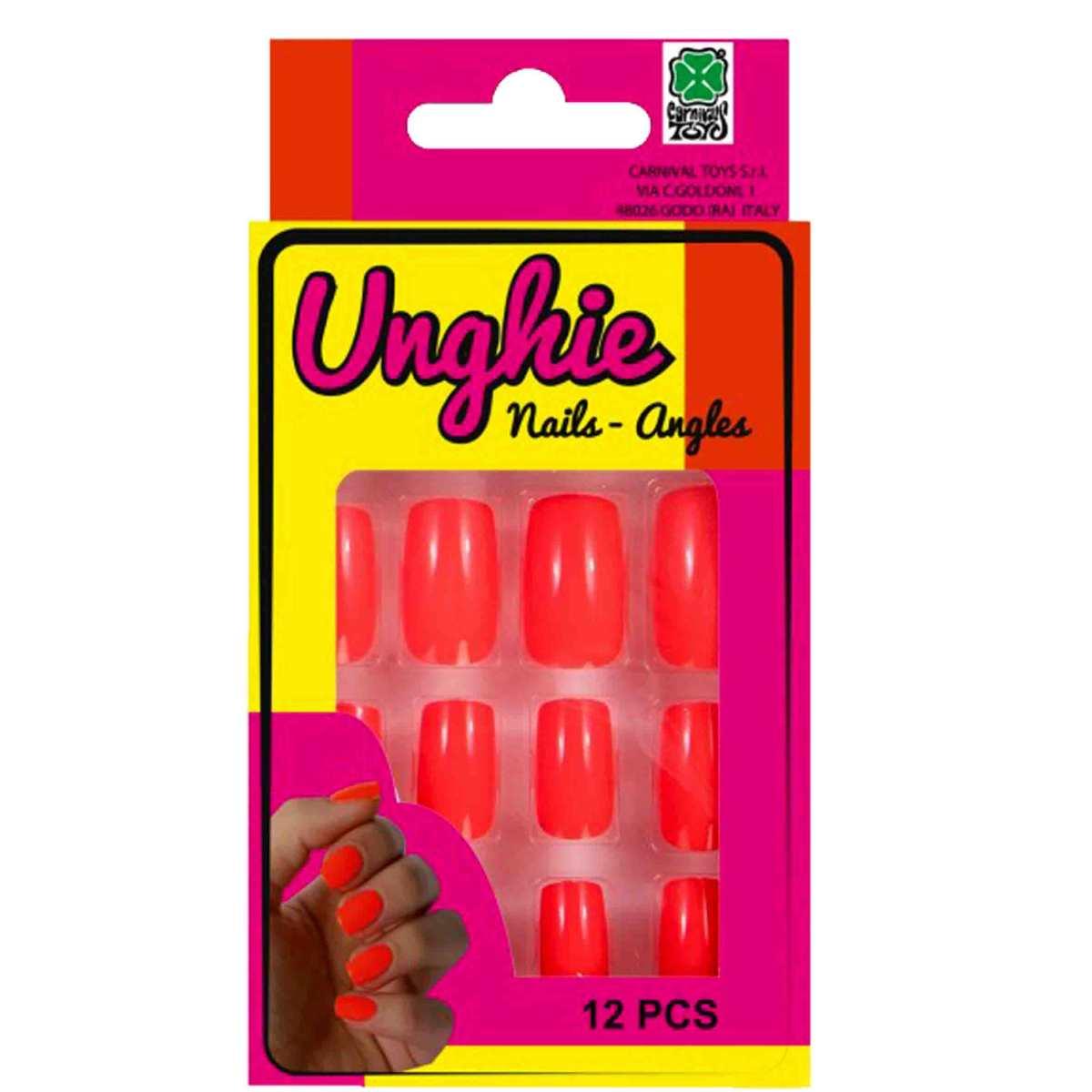 Unghie Adesive Arancione Fluo Set pz.12 |Carnival Toys