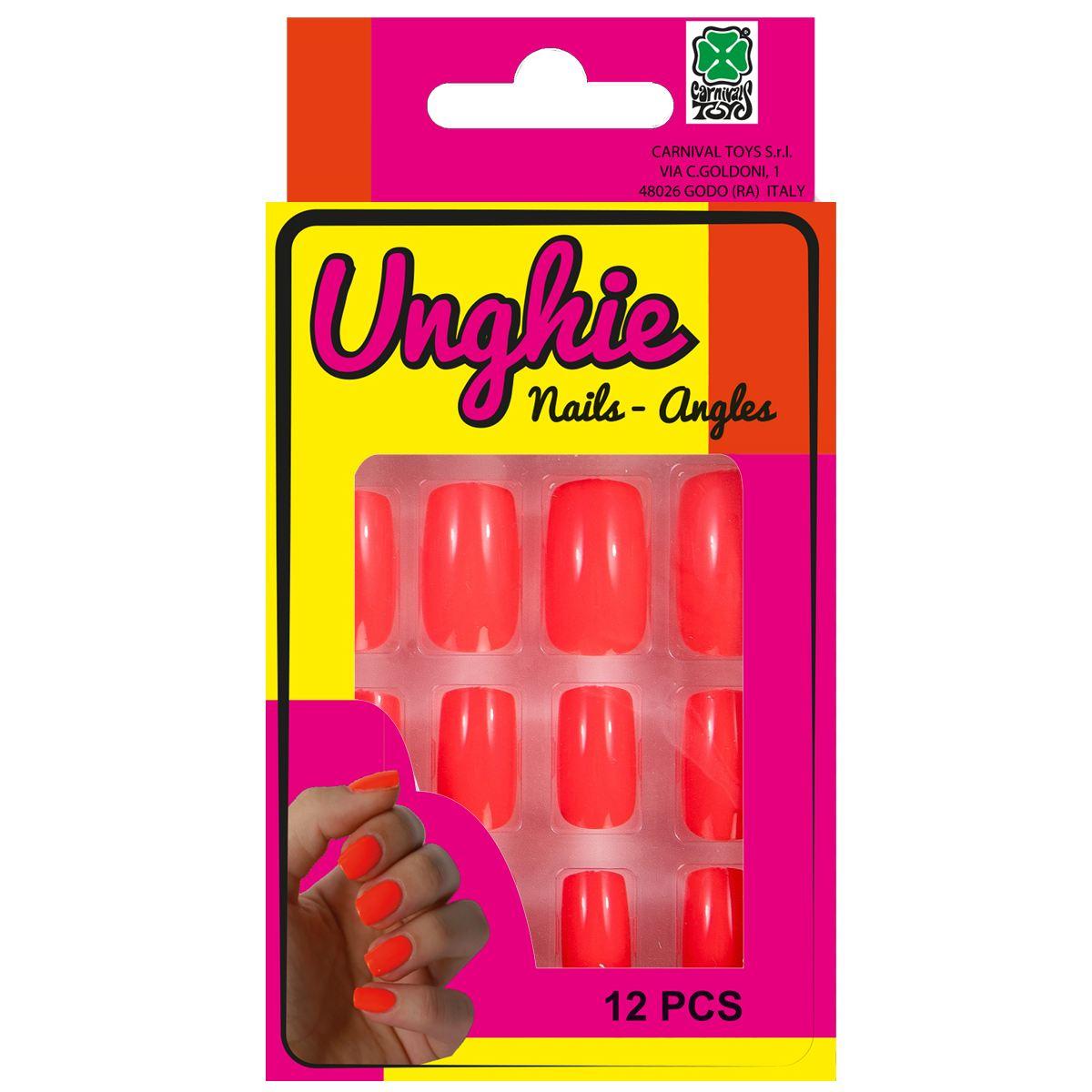 Unghie Adesive Arancione Fluo Set pz.12 |Carnival Toys