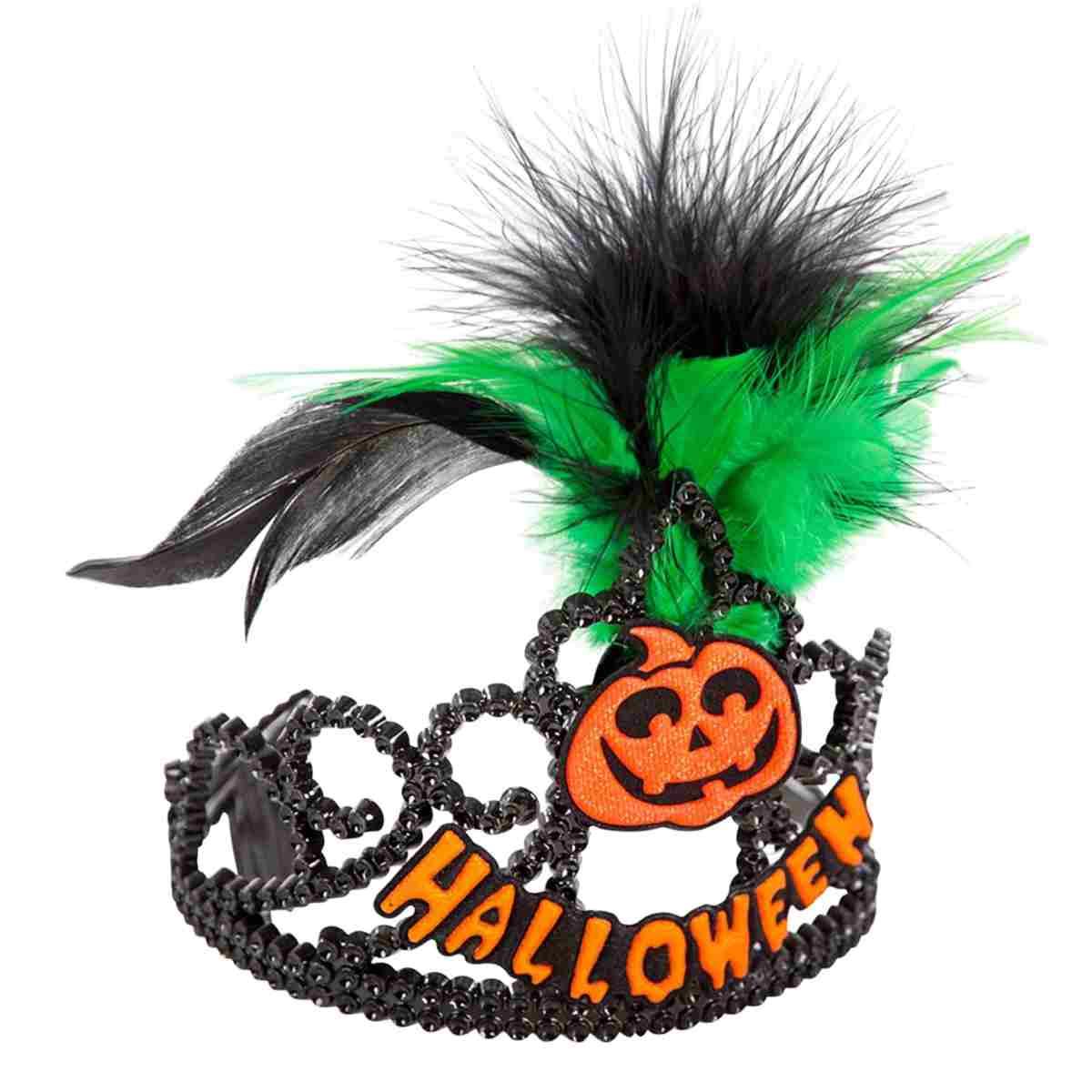 Corona Halloween Nera con Zucca e Piuma |Carnival Toys