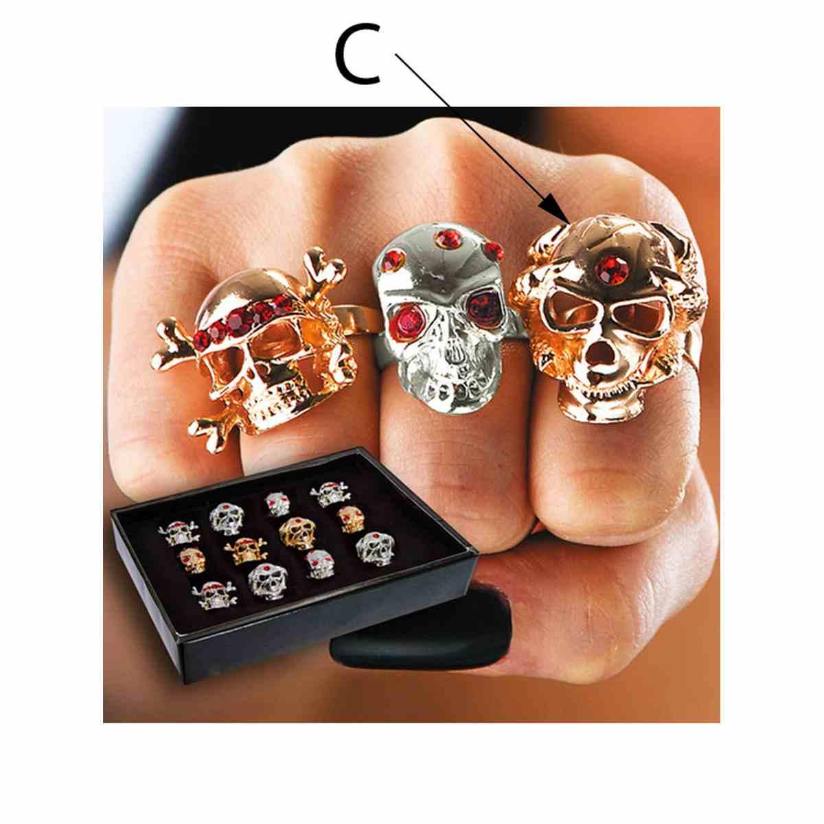 Anello Pirata con Teschio Metallo 3 Modelli |Carnival Toys