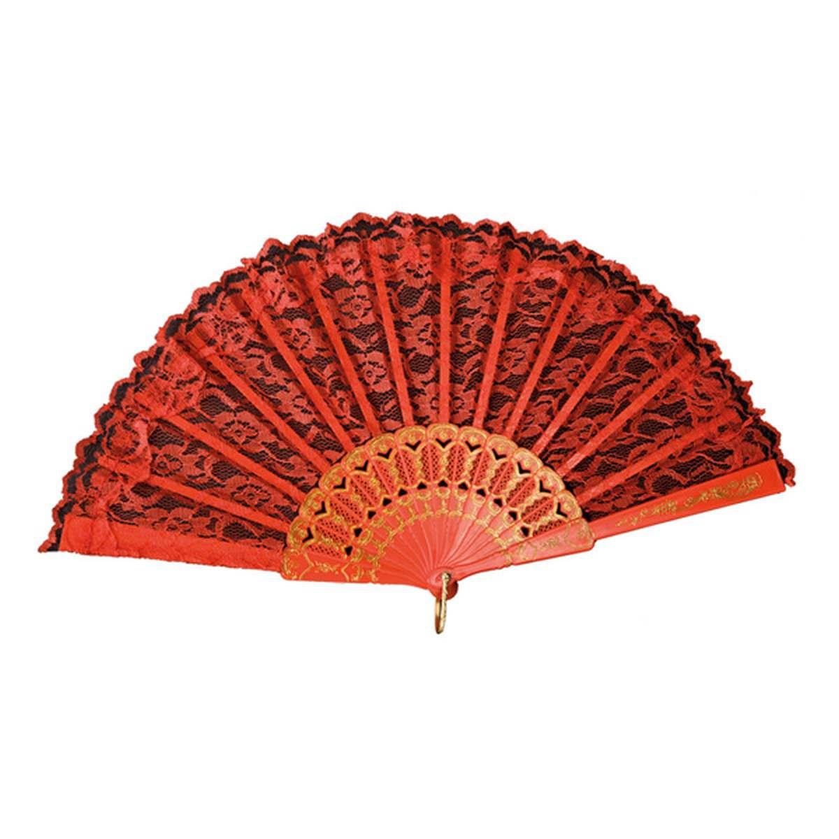 Ventaglio Tessuto Pizzo Rosso |Carnival Toys