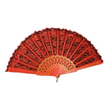 Ventaglio Tessuto Pizzo Rosso |Carnival Toys