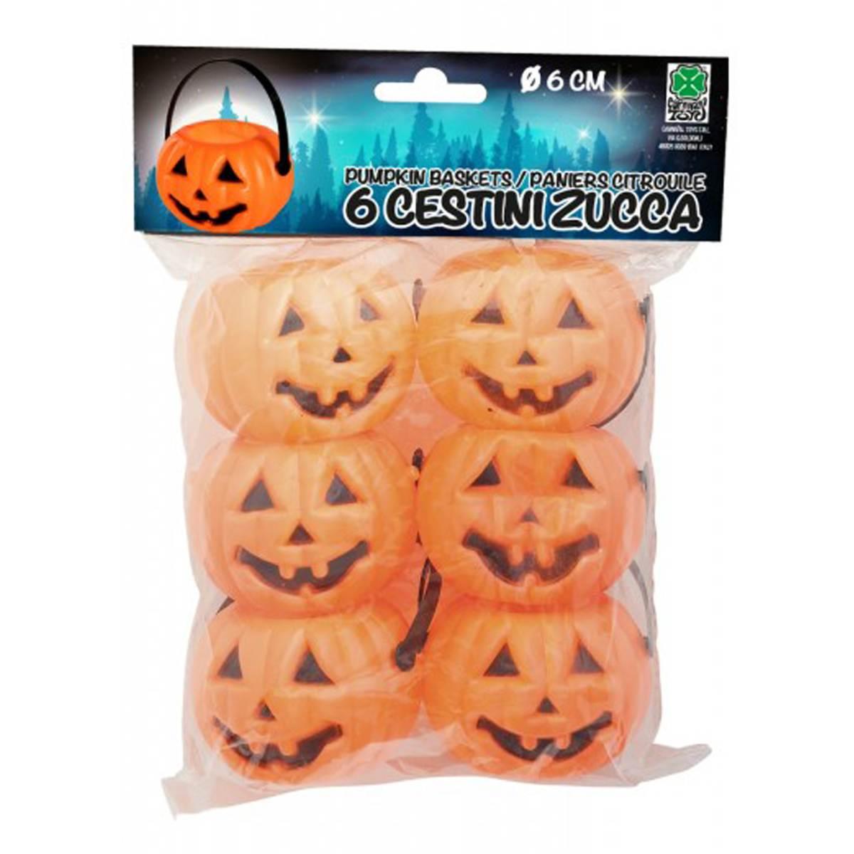 Cestino Zucca PVC con Manico cm.Ø6 Set pz.6 |Carnival Toys