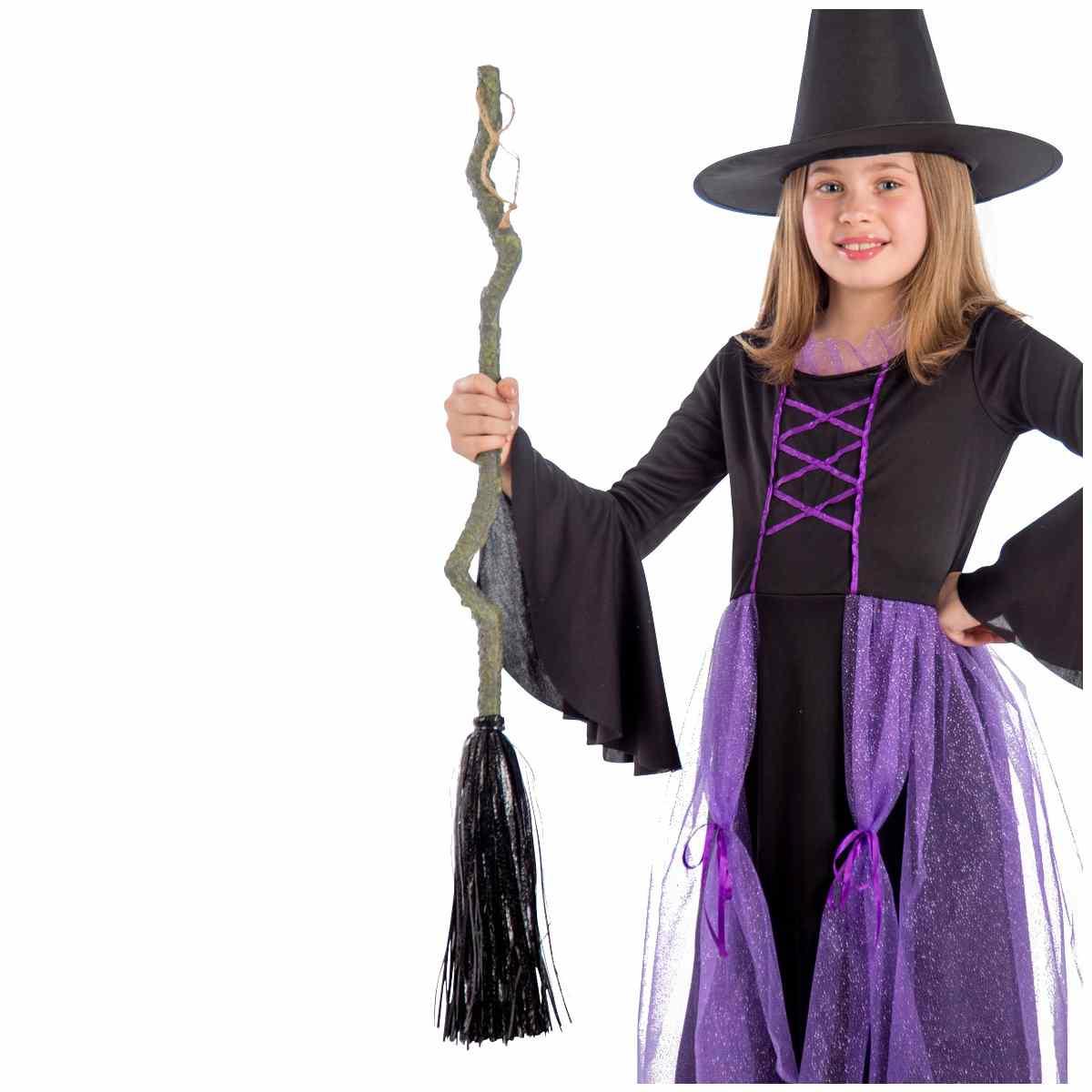 Scopa Strega Nera con Fili Metalizzati cm.65 |Carnival Toys