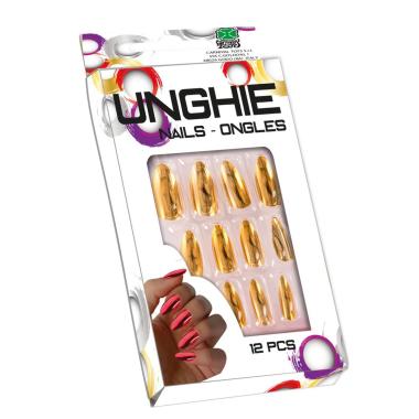 Unghie Oro Metalizzate con Colla 12 Set pz. |Carnival Toys