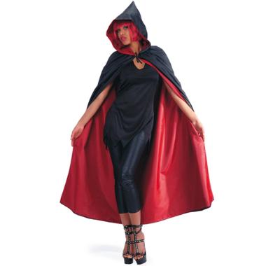 Mantello cm.140 Double Face Nero e Rosso con Cappuccio |Carnival Toys